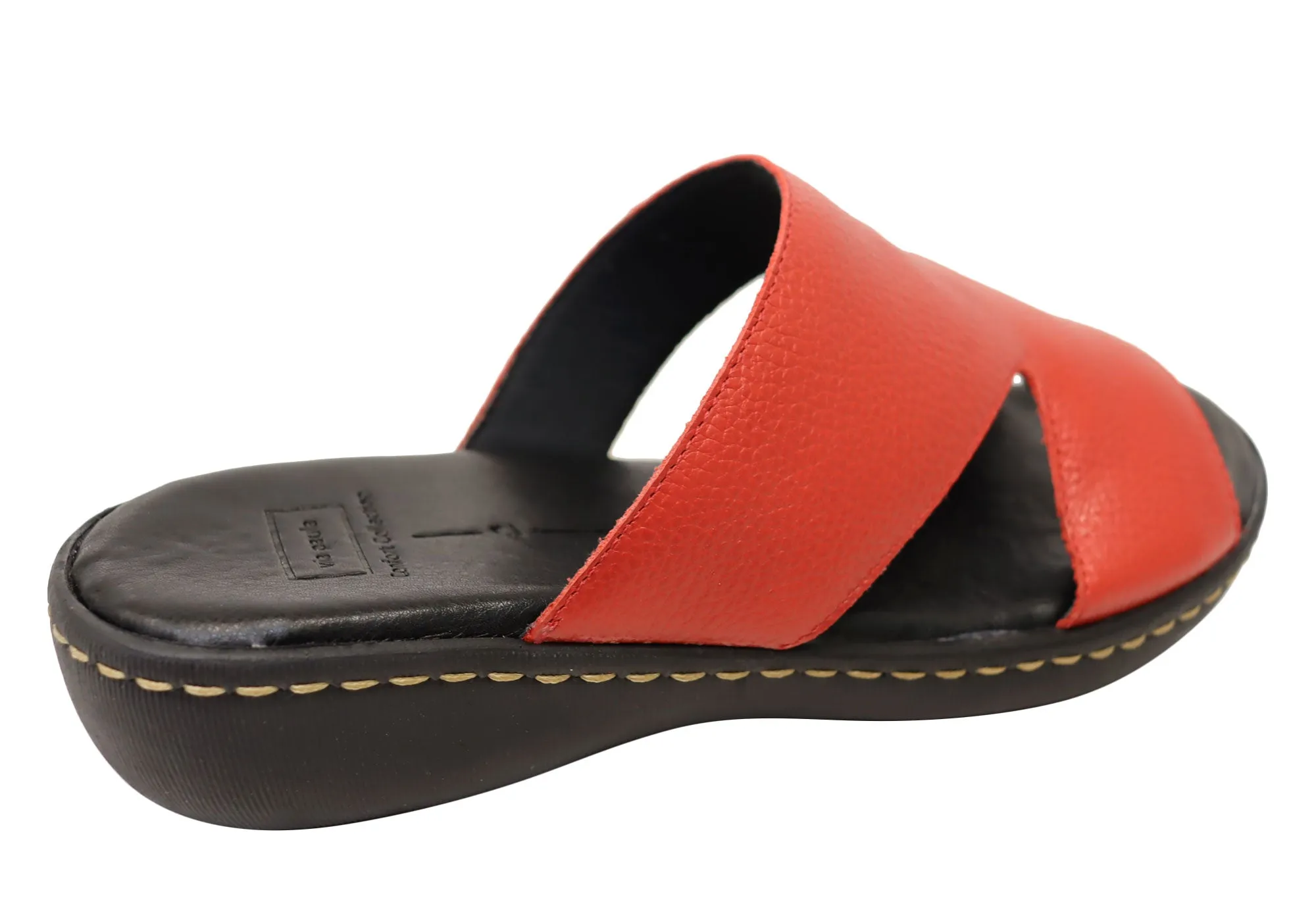 Via Paula Simona Womens Brazilian Comfortable Leather Slides Sandals