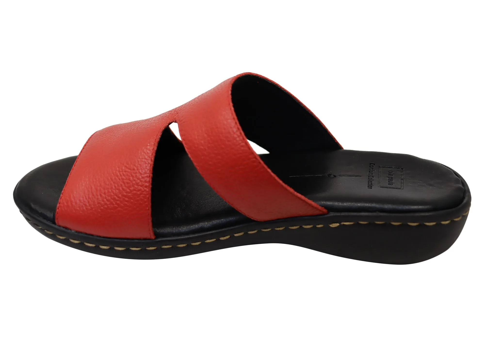 Via Paula Simona Womens Brazilian Comfortable Leather Slides Sandals