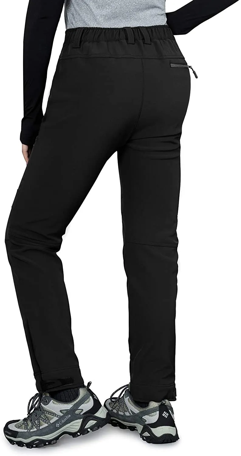 Vzteek Damen-Softshellhose-Thermohose-Wanderhose-Skihose-Wasserdicht-Winter-Warm-Gefüttert Regenhose Trekkinghose Kletterhose Outdoor Hosen für Damen 4 Reißverschlusstaschen