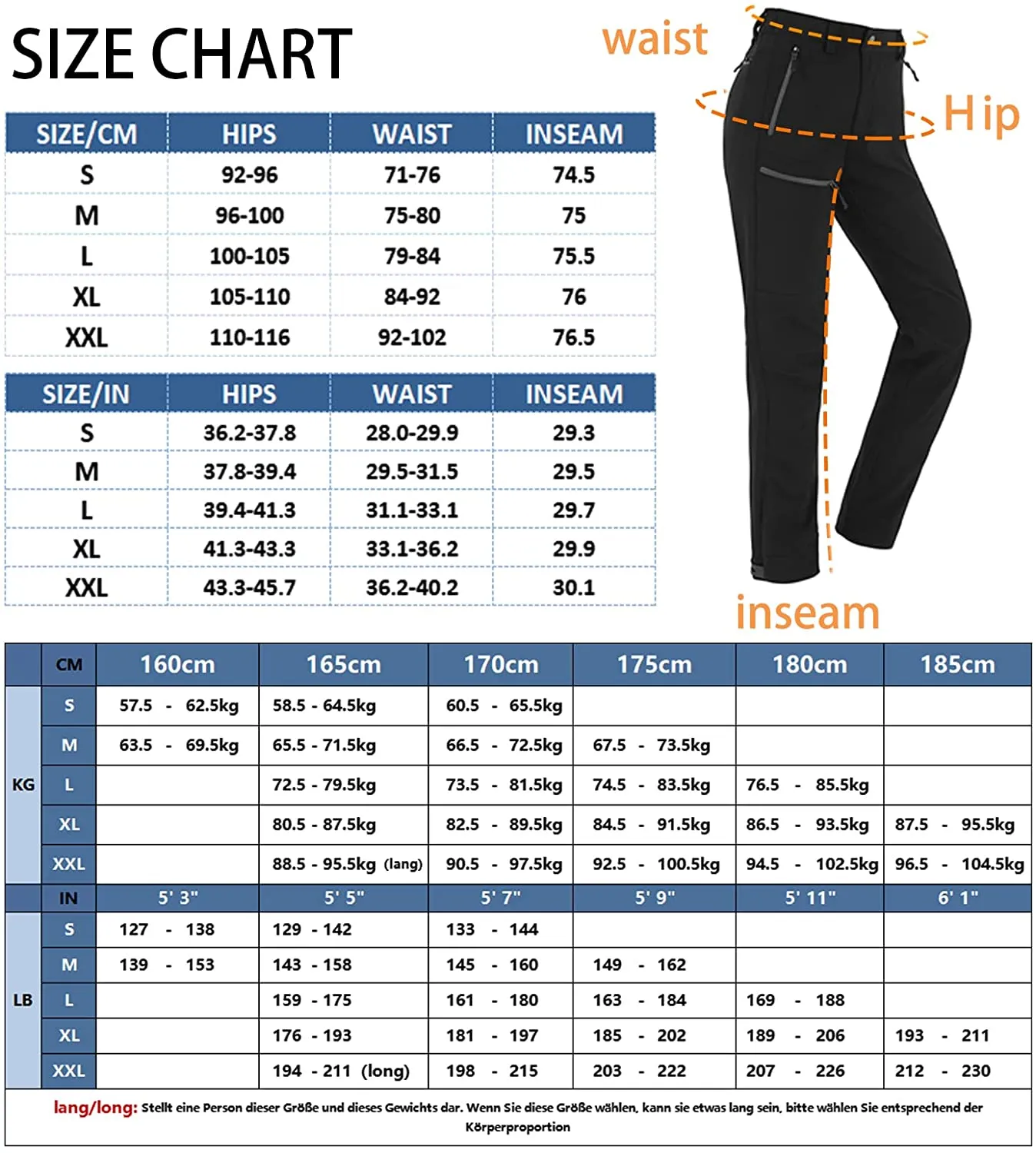 Vzteek Damen-Softshellhose-Thermohose-Wanderhose-Skihose-Wasserdicht-Winter-Warm-Gefüttert Regenhose Trekkinghose Kletterhose Outdoor Hosen für Damen 4 Reißverschlusstaschen