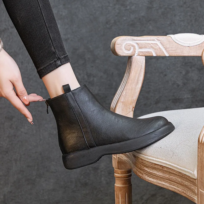 Winter Fleece-lined Flat Ankle Boots Women