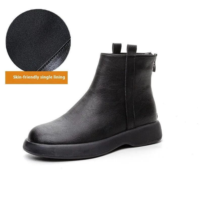 Winter Fleece-lined Flat Ankle Boots Women