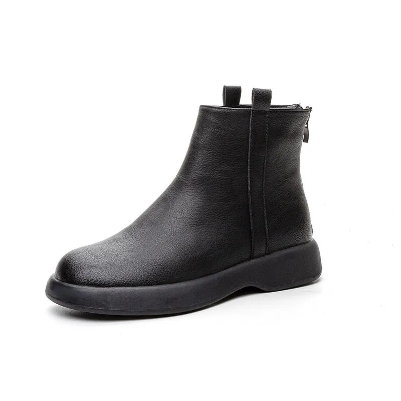 Winter Fleece-lined Flat Ankle Boots Women