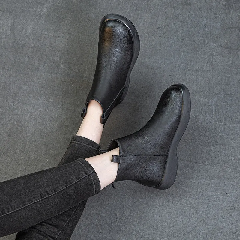 Winter Fleece-lined Flat Ankle Boots Women