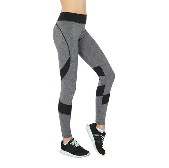 Women Solid Patchwork Training Gym Legging Running Fitness Leggings Waist Breathable Yoga Elastic Sport Pants High Leggings