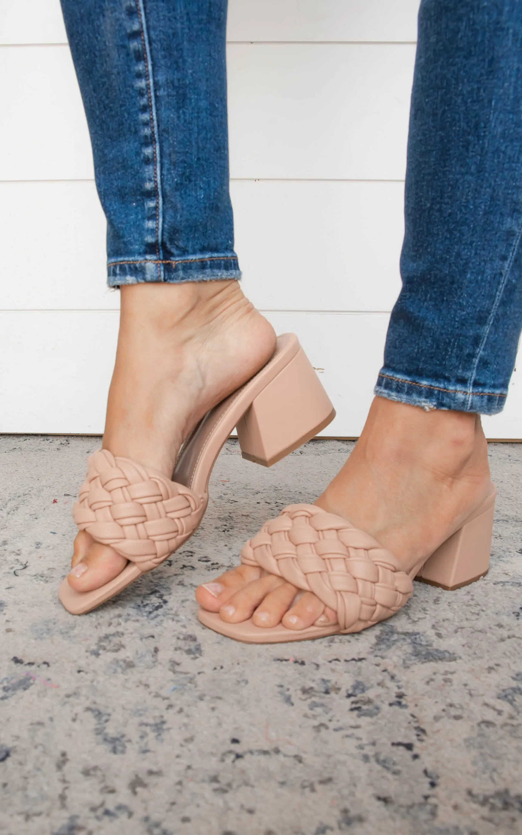 Woven Straps Chunky Slide Sandals - Final Sale